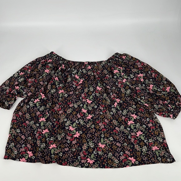 LOFT Floral Blouse - Black and Pink - Picture 2 of 3
